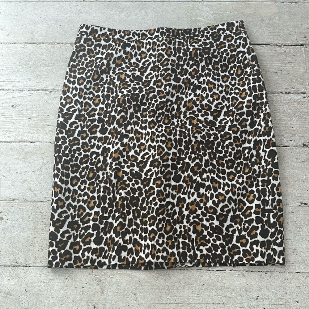 J.Crew Linen Blend Cheetah Skirt Size 6